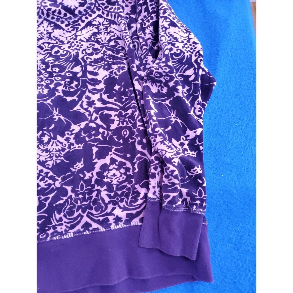 Oleg Cassini Sport Luxe Velour Jacket Womens XL Purple Y2K Track Zip Up - Picture 14 of 15